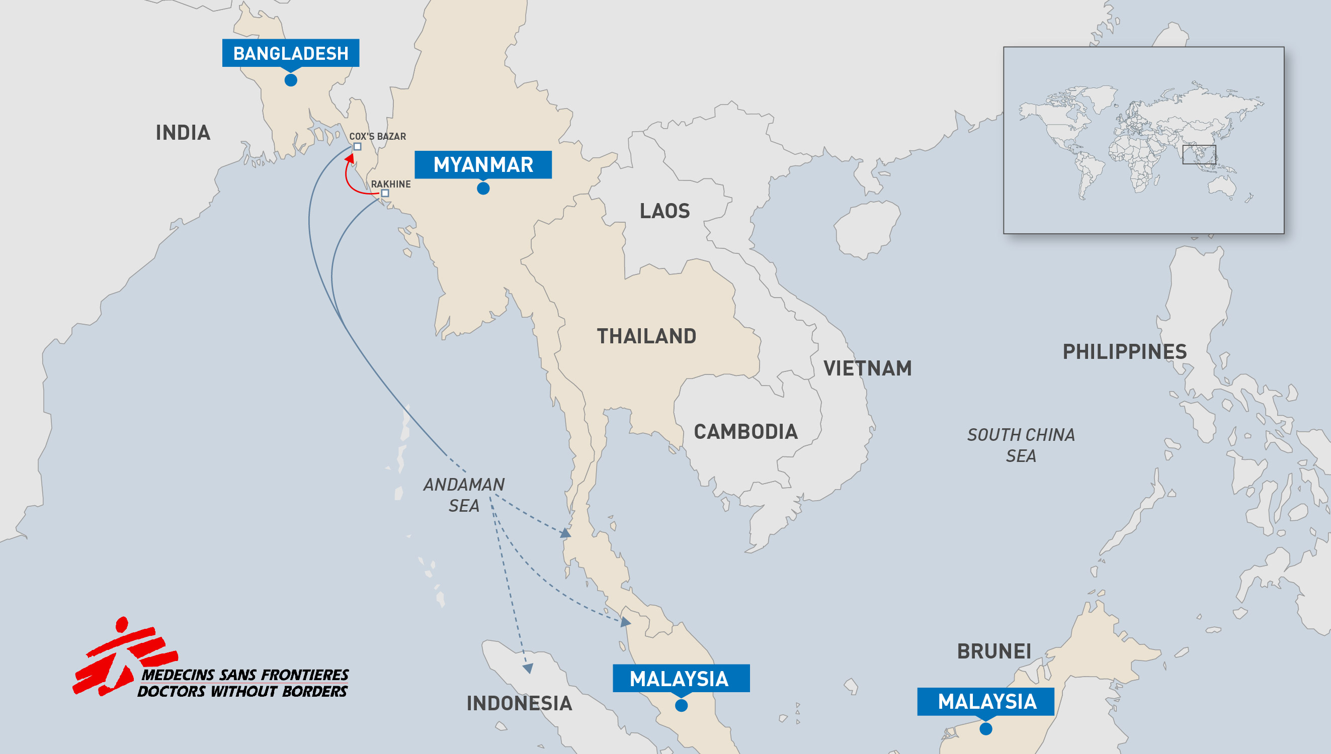 Rohingya refugee journey map