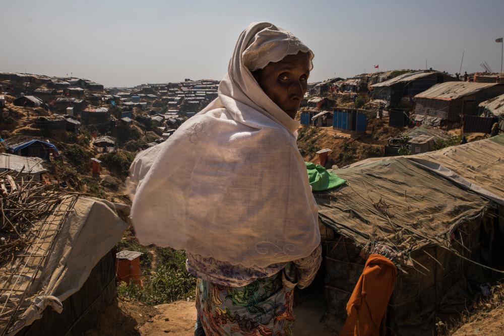 A Rohingya refugee in Jamptoli makeshift camp, where in 2018 more than 50,000 people are sheltering. 