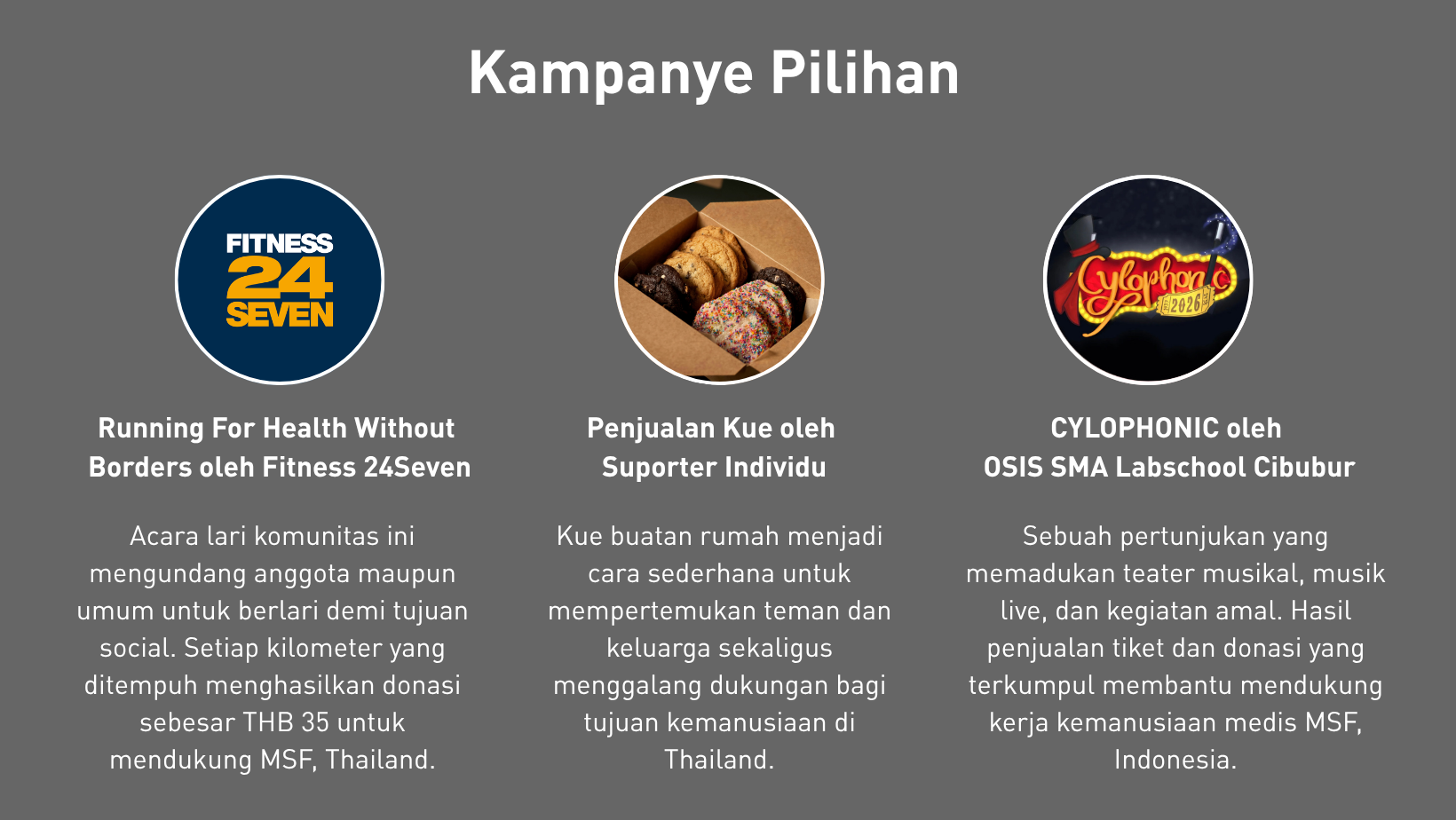 Ide kampanye galang dana bersama Doctors Without Borders