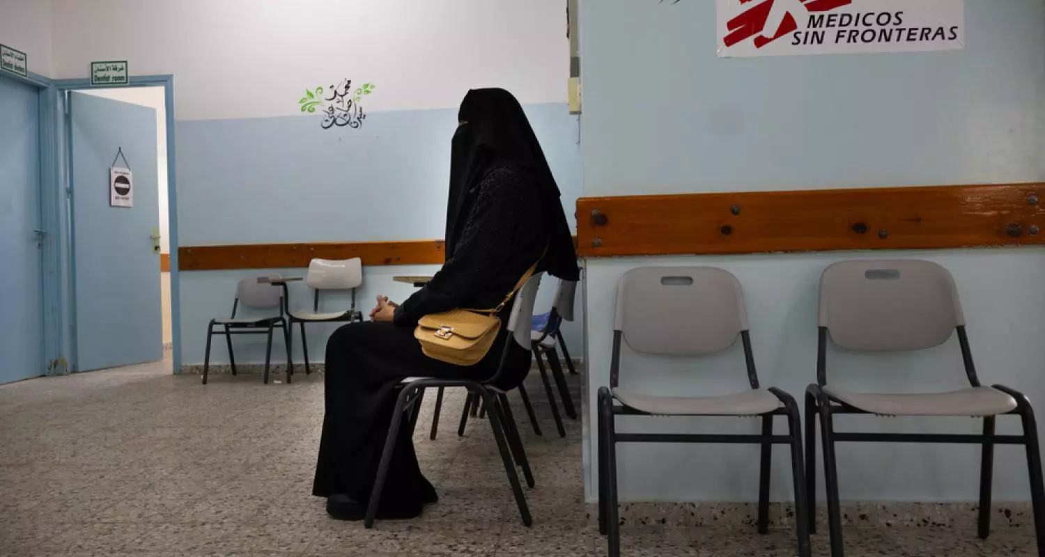 A patient recalls her terrifying journey from north Gaza with her three children. Palestinian Territories, March 2024. © MSF