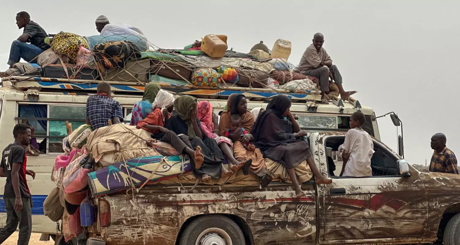 Displaced people reaching Tawila locality in Sudan.