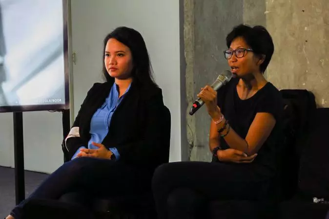 MSF field workers speak at an event in Indonesia