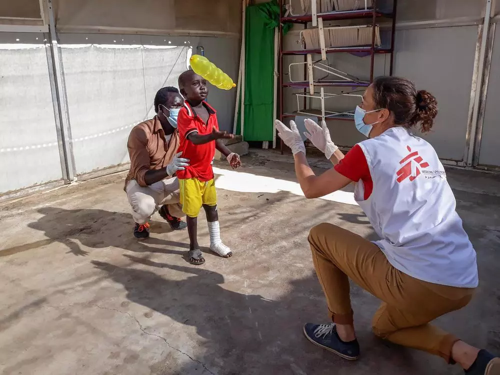 MSF physiotherapists Birgit Schönharting and Ngong Ngong Amet have been following Anyar.c. MSF/Damaris Giuliana 