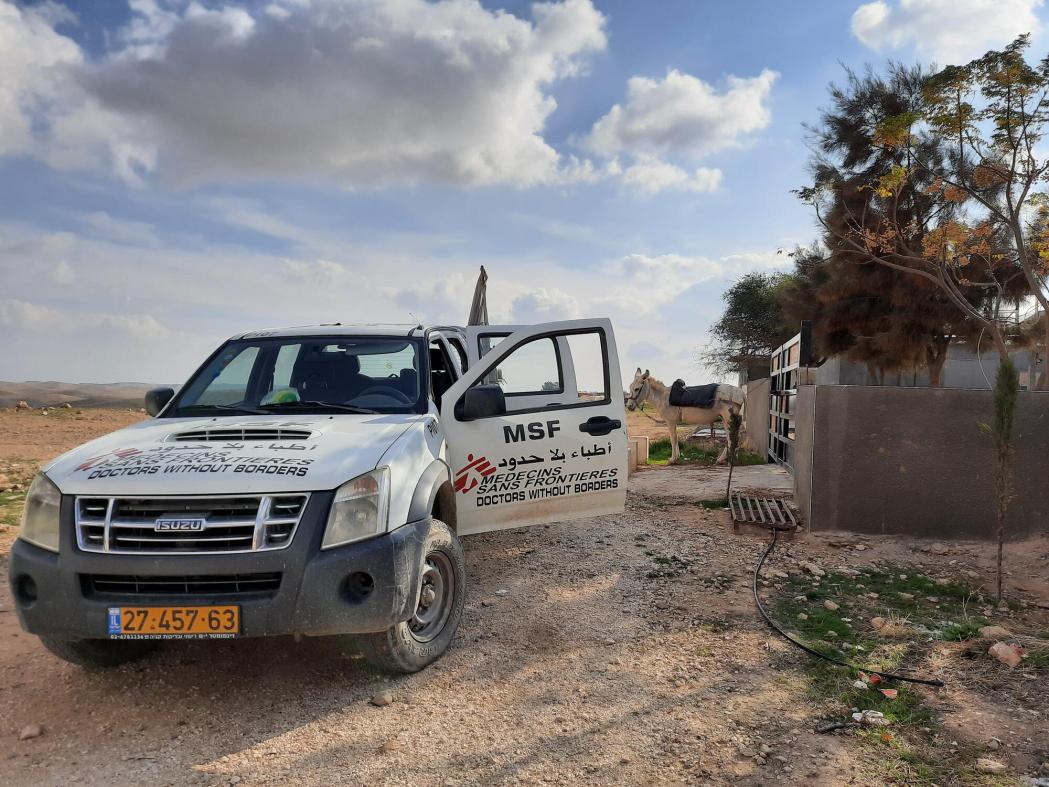 Some patients reaching MSF’s mobile clinics in Masafer Yatta (Hebron) have to reach with their donkeys as there is lack of transportation means. ©MSF/Katharina Lange
