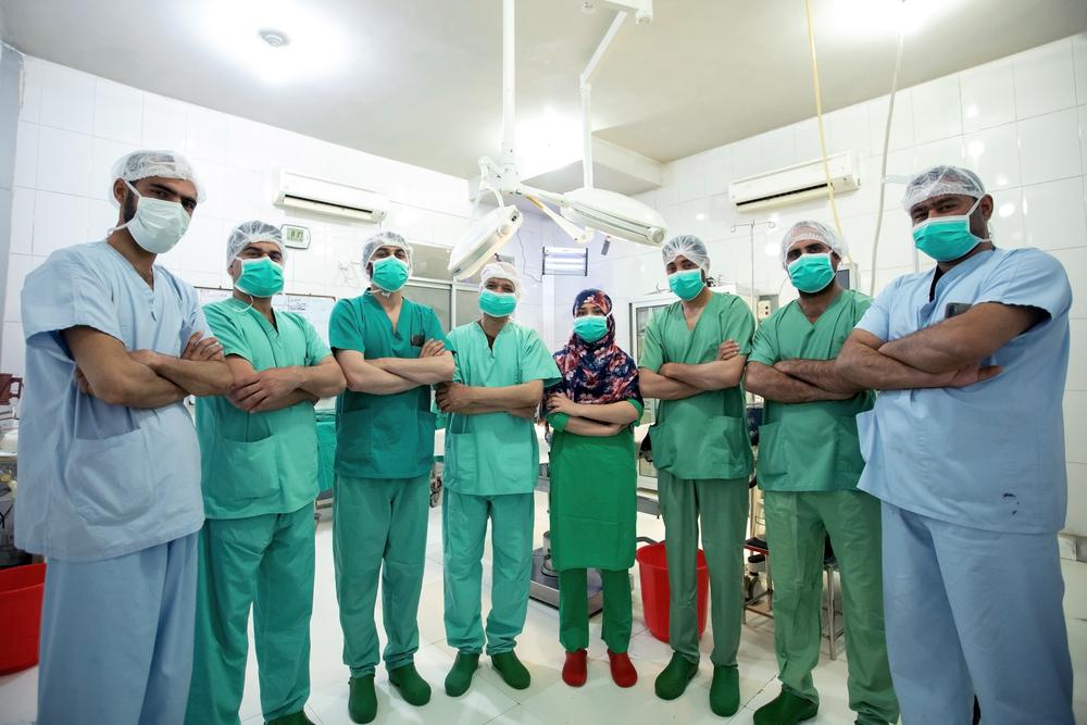 MSF operating theater staff members after a successful surgery at DHQ Hospital in Timergara, KP, Pakistan on 10th December 202 @ Khaula Jamil