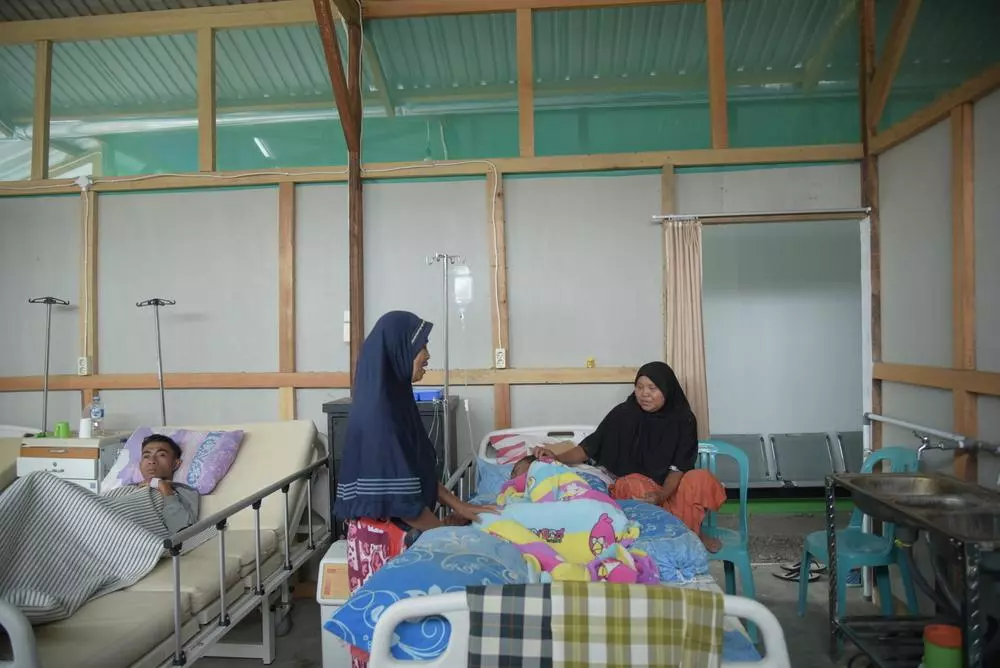 Temporary health centre built by MSF