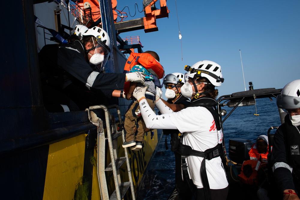 All survivors were triaged by MSF medics and assisted by the Sea-Watch protection team upon embarkation. Photo: Chris Grodotzki/Sea-Watch.org