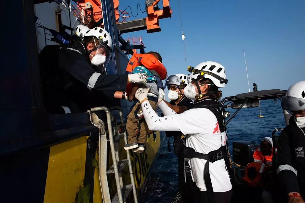 All survivors were triaged by MSF medics and assisted by the Sea-Watch protection team upon embarkation. Photo: Chris Grodotzki/Sea-Watch.org