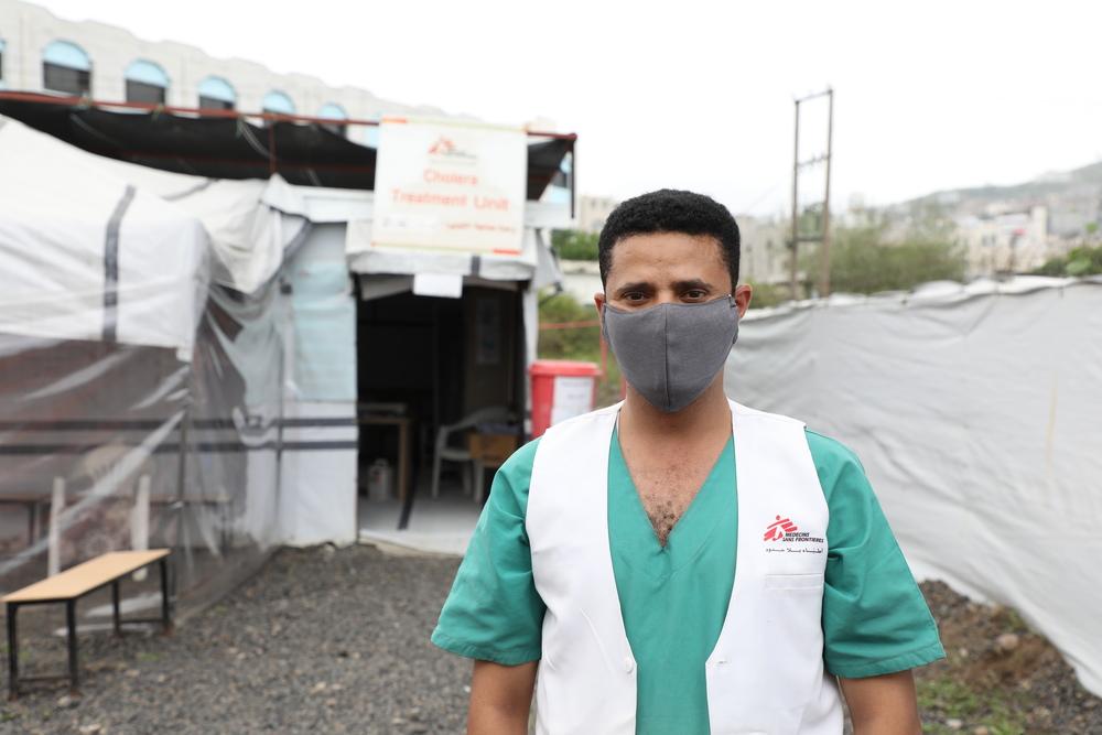 A member of the HP team at the cholera treatment centre in Ibb, Yemen