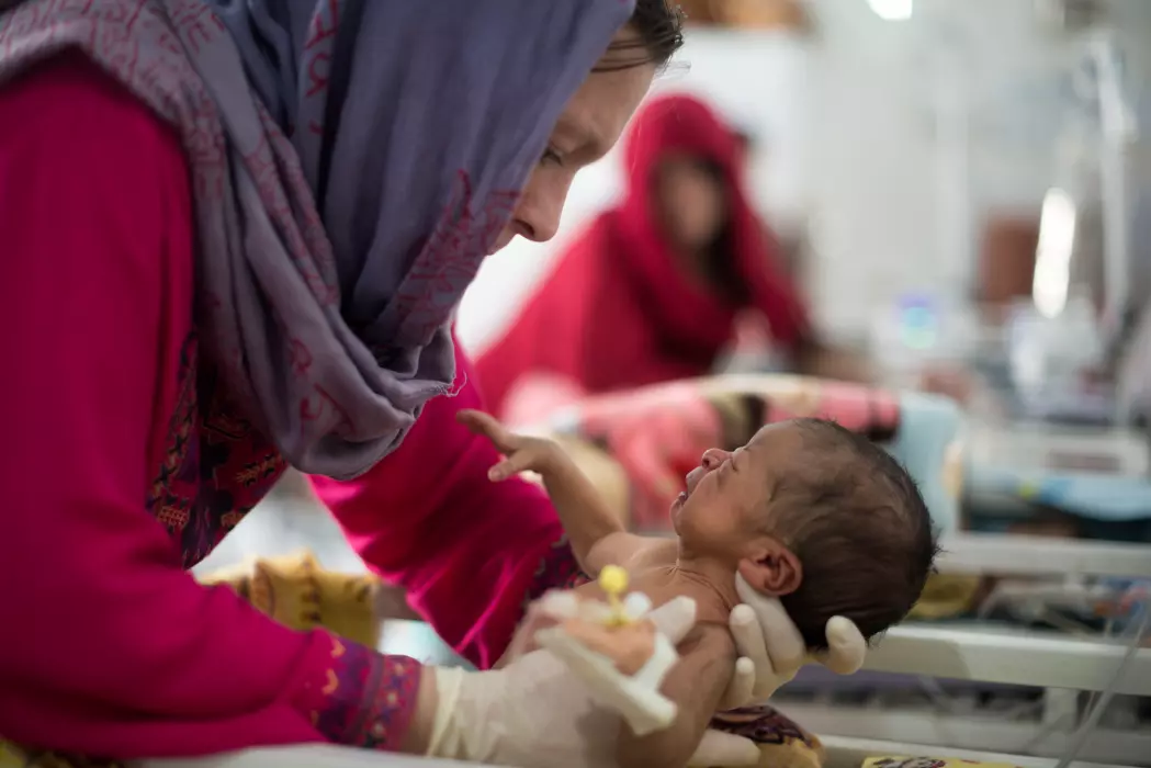 MSF’s Khost maternity hospital was delivering an average of 2,000 babies per month before the COVID-19 pandemic spread to Afghanistan. In late June 2020, the project had to limit care to women who need lifesaving emergency services due to staffing shortages. © Andrea Bruce/Noor Images