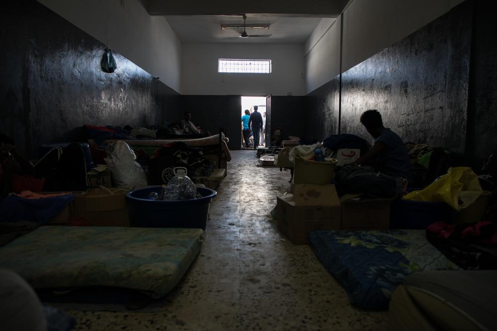 The Souq al Khamis detention centre, located by the sea, Khoms, Libya