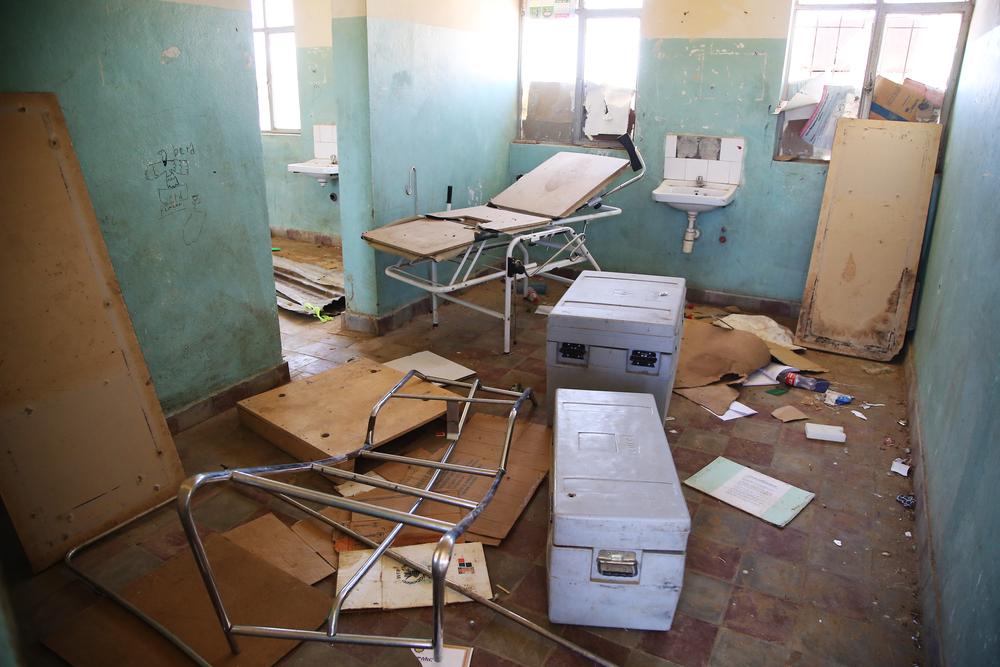 A damaged room in the health post at Adiftaw, northern Ethiopian region of Tigray