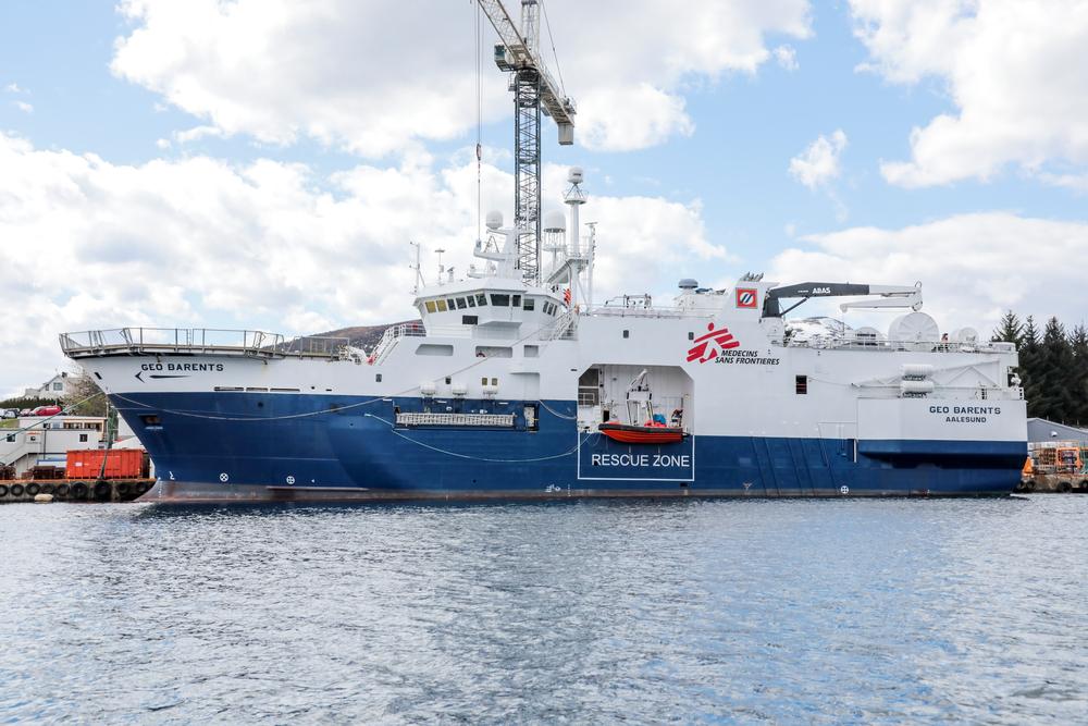 Doctors Without Borders' new chartered ship, the M/V Geo Barents in Fiskarstrand shipyard, Norway, getting ready to sail. © MSF/Avra Fialas