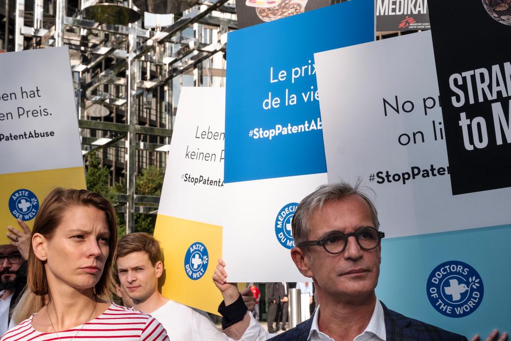 Activists held a protest in front of the European Patent Office. 2018