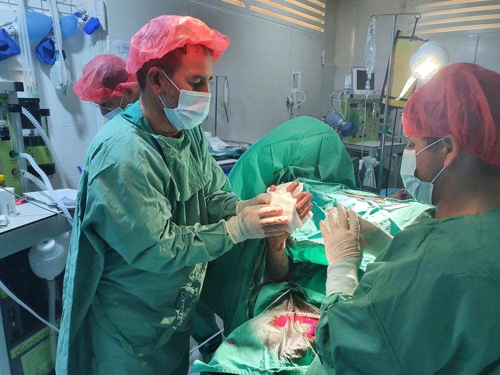 Operating theatre of the MSF Kunduz Emergency Trauma Unit, MSF surgical teams perform an operation on a patient injured by the fighting in Kunduz. Photo was taken in 2021