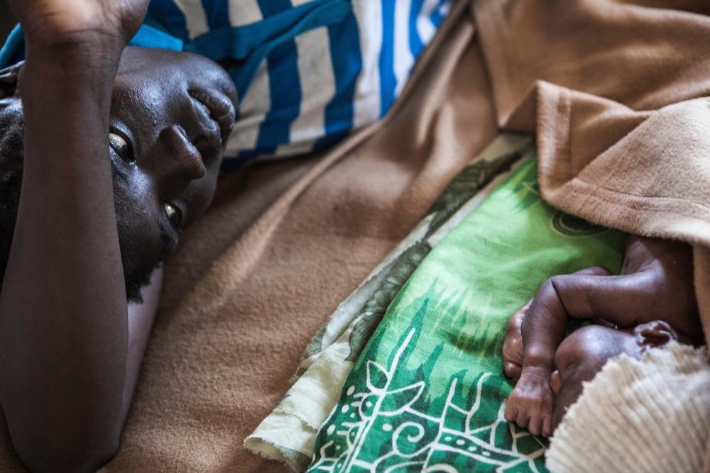 A mother and her baby in Aweil referral hospital where Doctors Without Borders MSF provides maternal and child health care. 