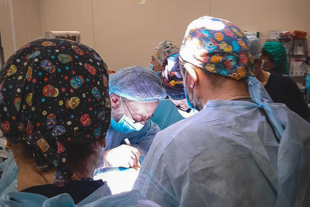 MSF vascular surgeon, working in the operating theatre in Okhmatdyt hospital in Kyiv. 14 March 2022 
