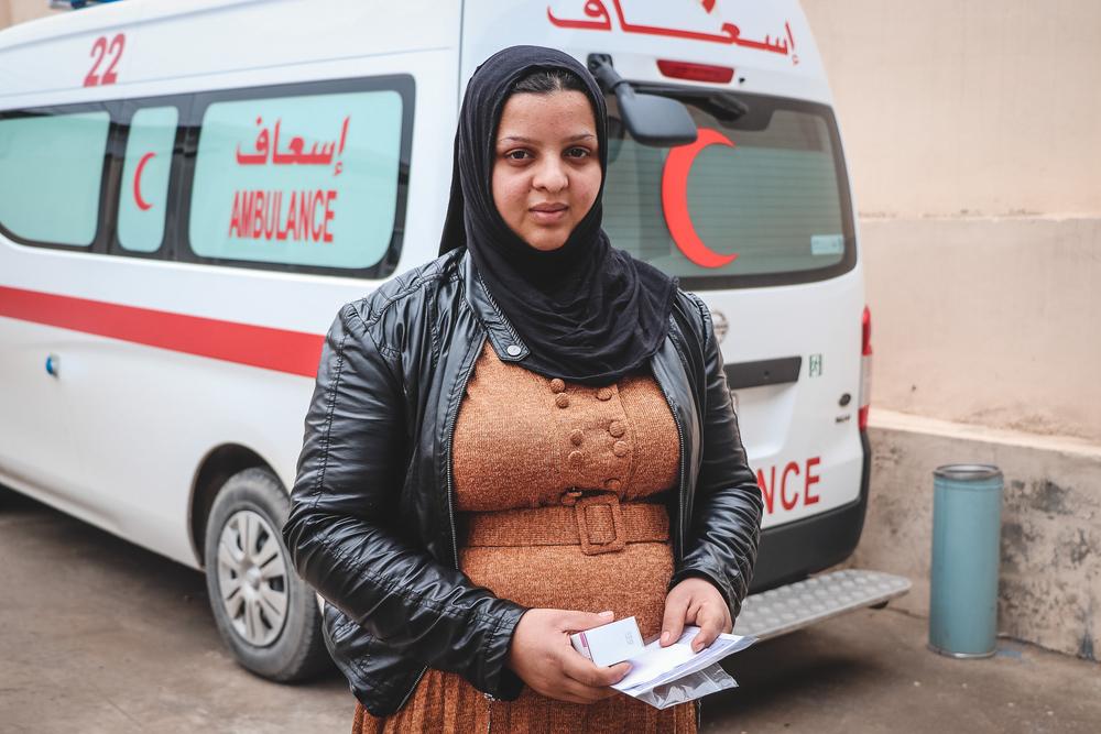 Mariam, 20 years old, lives in Mosul. She came to MSF’s Al Amal maternity to attend an antenatal care consultation. 