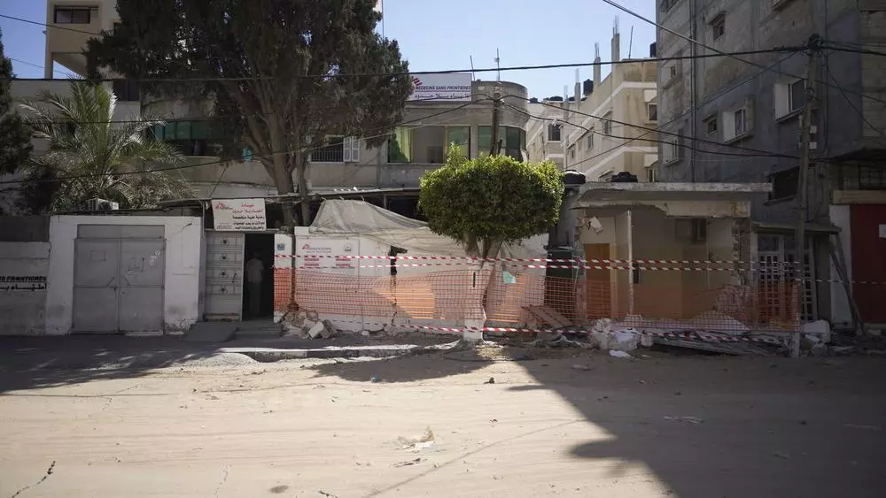 MSF clinic in Gaza city where we provide trauma and burn treatment was damaged by Israeli aerial bombardment, leaving a sterilization room unusable and a waiting area damaged. 