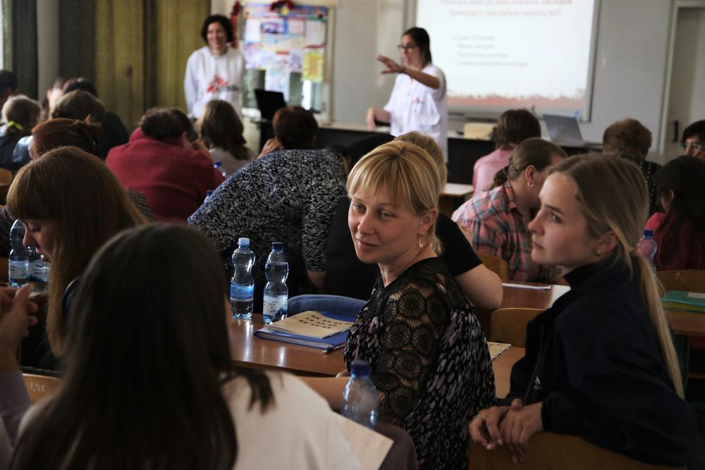 Psychologists, health staff and first responders are among the participants at an MSF training on sexual and gender-based violence (SGBV) at a school in Holovanivsk, central Ukraine.