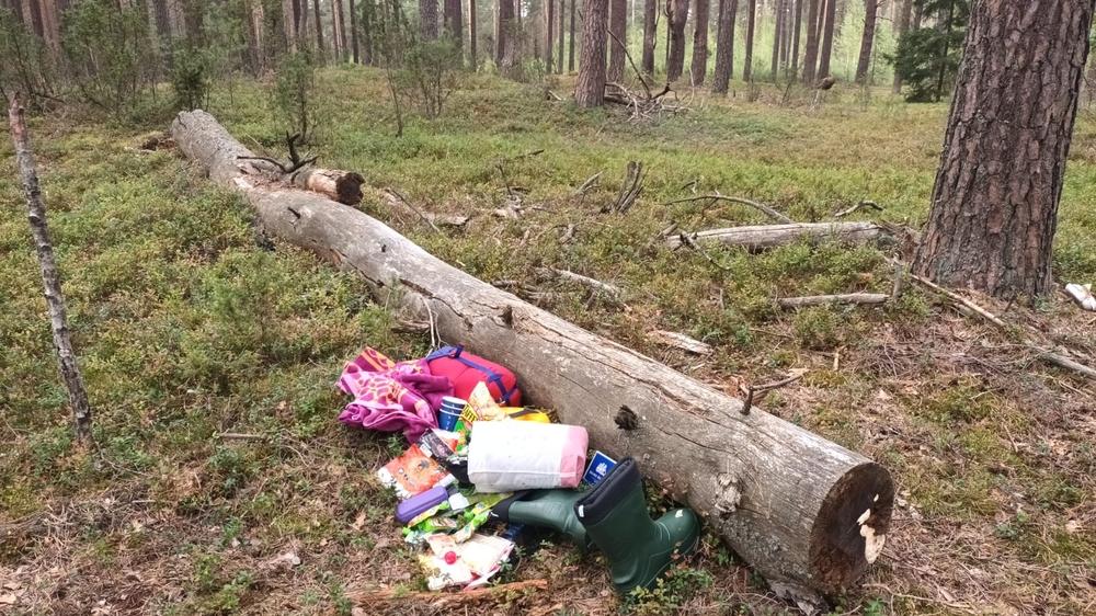 Supplies used by people on the move in the forested border areas of Lithuania and Belarus.