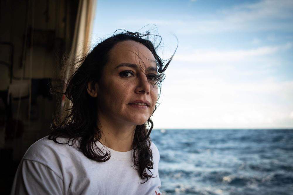 Deputy project coordinator Lucia poses for a portrait aboard the Geo Barents. Mediterranean Sea, January 2023. © Nyancho NwaNri