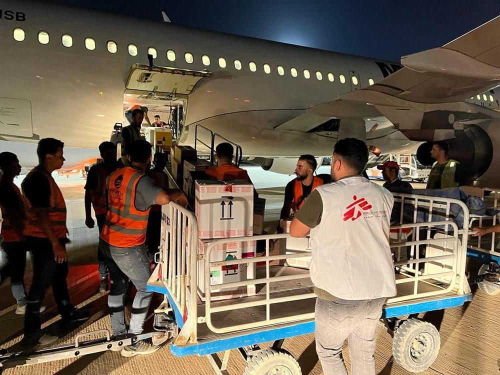 Doctors Without Borders logistics coordinator is supervising the convoy of medical material in Misrata. Libya, September 2023. © MSF
