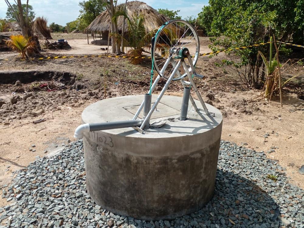 View of one of the safeguarded wells equipped with hand pump systems built by MSF to facilitate access to water for the communities.
