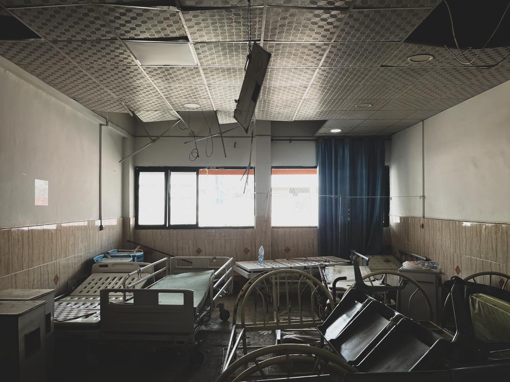 Inside Nasser Hospital, after a siege by the Israeli forces.