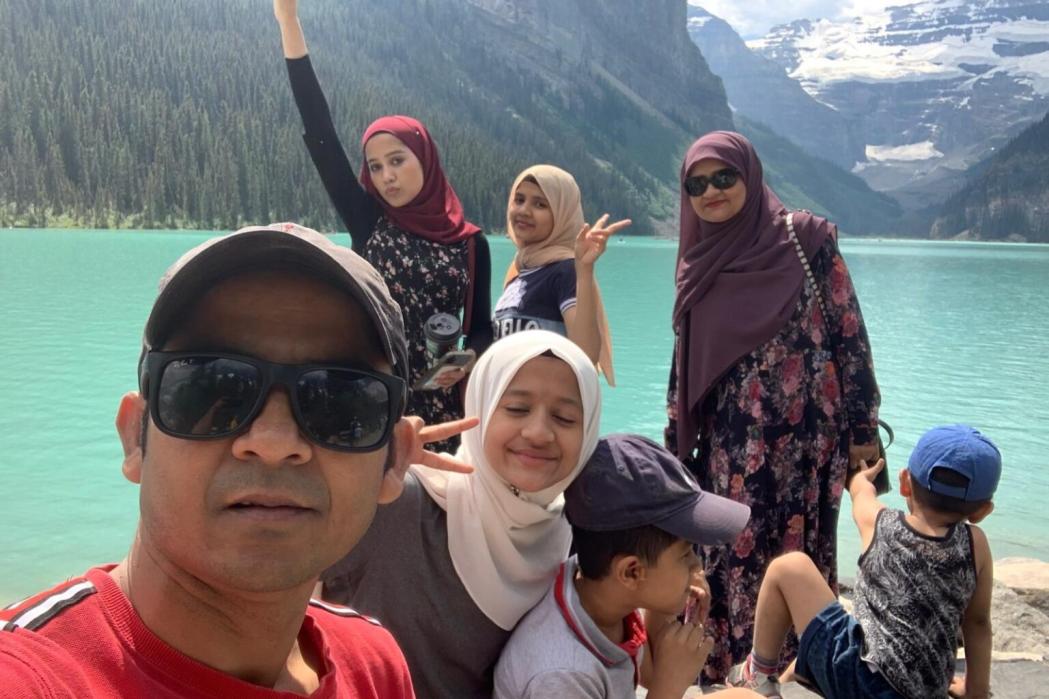 A harrowing journey from Myanmar and Malaysia to Canada. In the picture, Mohd Ayas and family in Calgary, Alberta, Canada. © Private