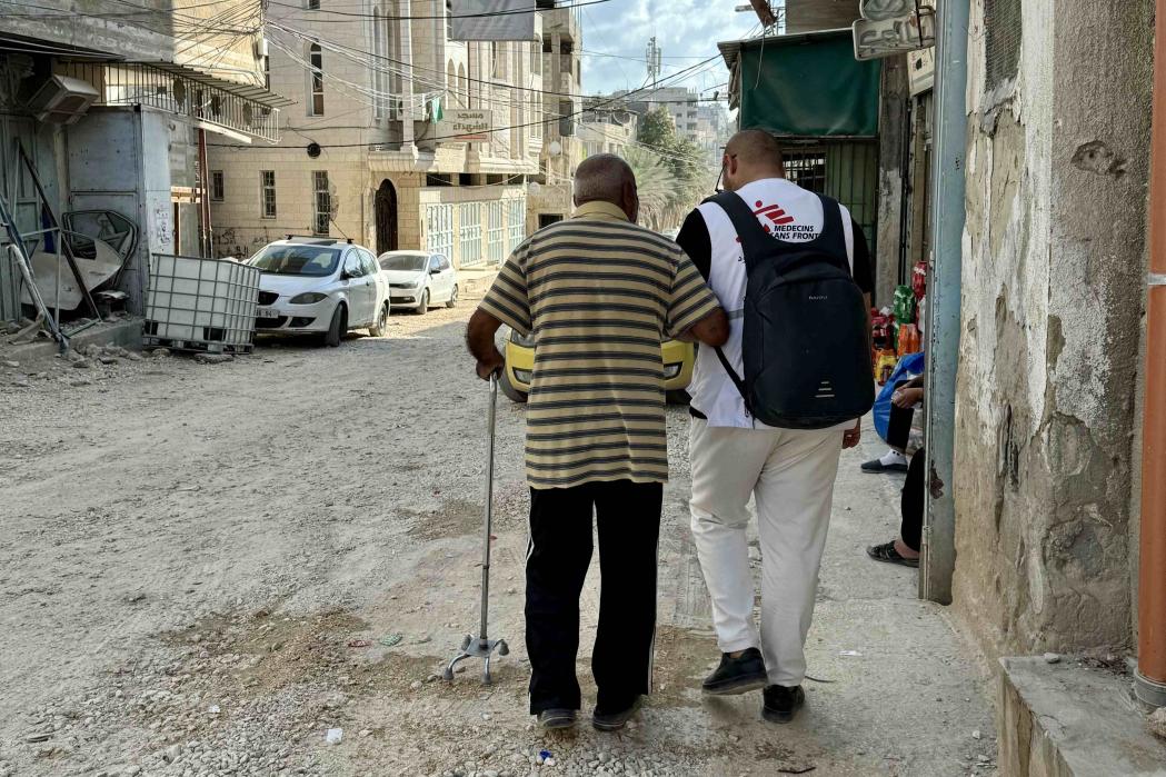 The MSF mental health team in Tulkarem Camp, West Bank, offers essential psychological first aid and assesses residents’ psychological, material, and medical needs.