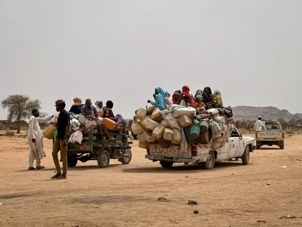 Displaced people reaching Tawila locality in Sudan.