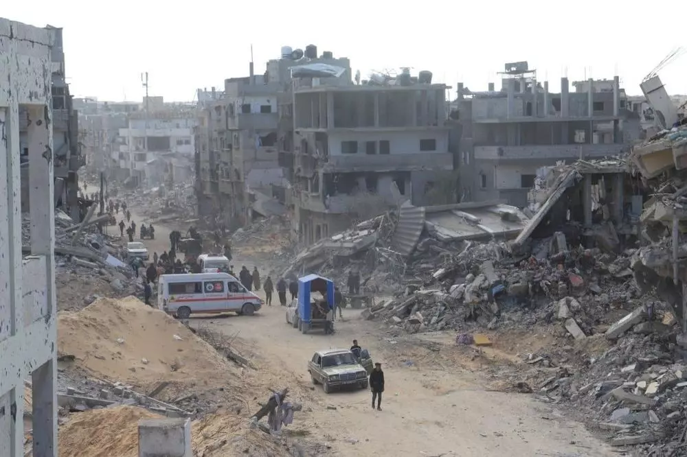 Ambulance parked in Rafah city, southern Gaza.