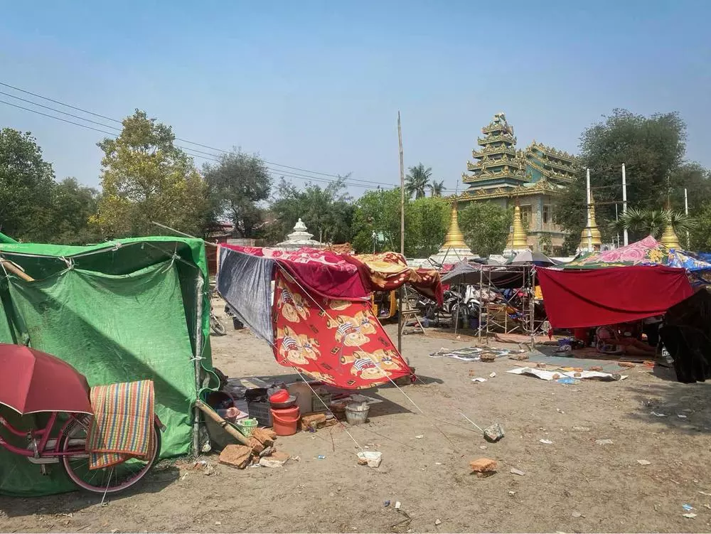 Temporary IDP camp in U Pwar Pagoda Compound in Mandalay, Myanmar
