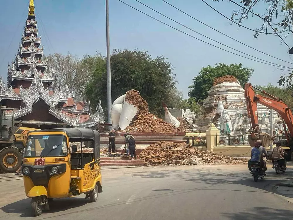 Destruction caused by the earthquake in Mandalay, Myanmar