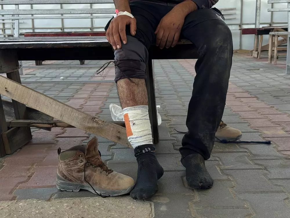 Wounded patient at clinic