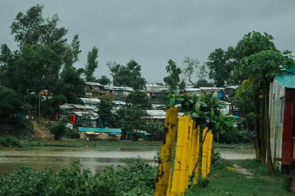 A view from outside the camps perimeter to the outskirts of the Kutupalong refugee camp.