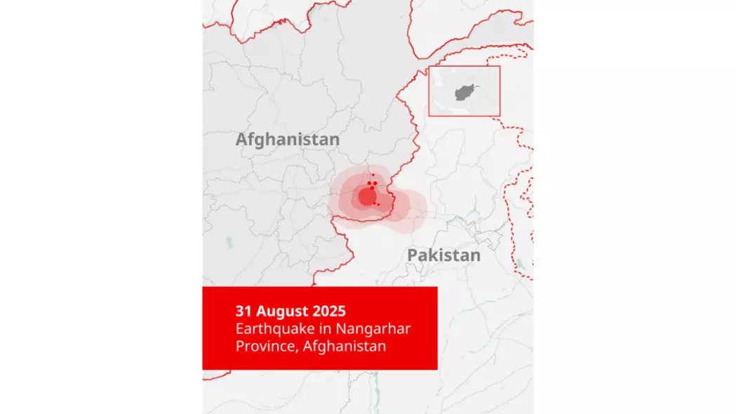 map of the epicentre of the 6 magniture earthquake that hit Afghanistan in August 2025