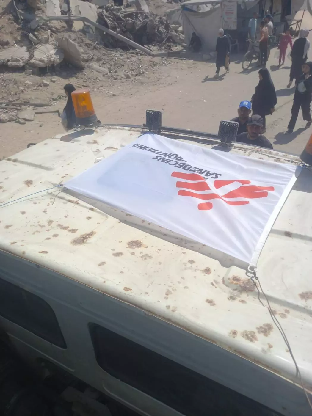 MSF flag on a truck