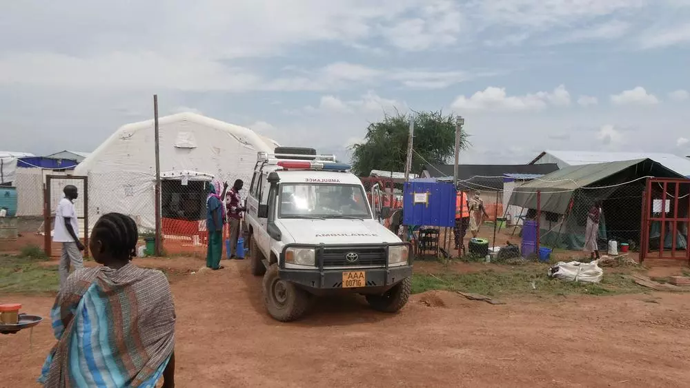 Ambulance dropping off patient