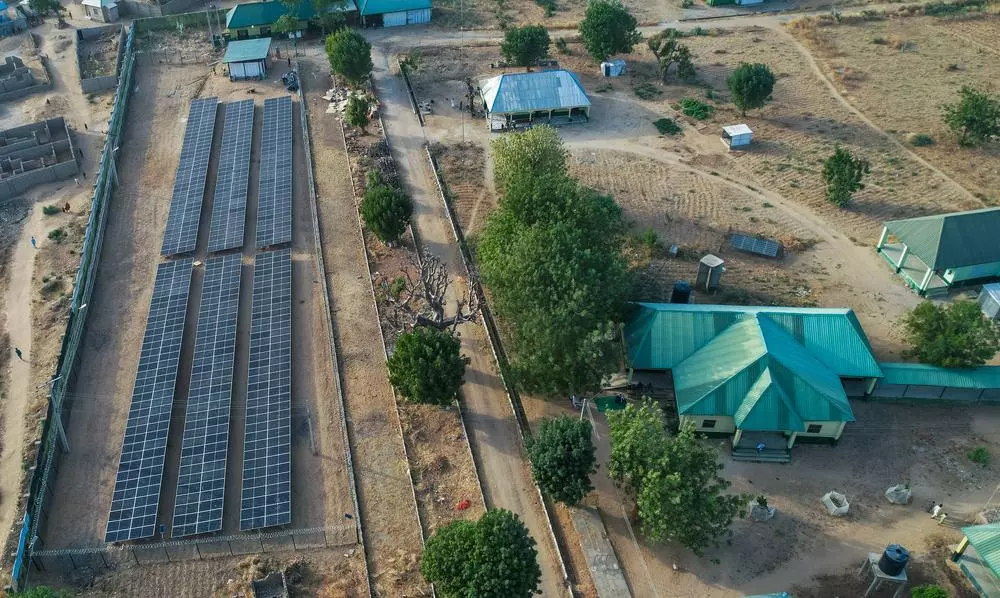 An aerial view of the solar panels installed at Zurmi General hospital.