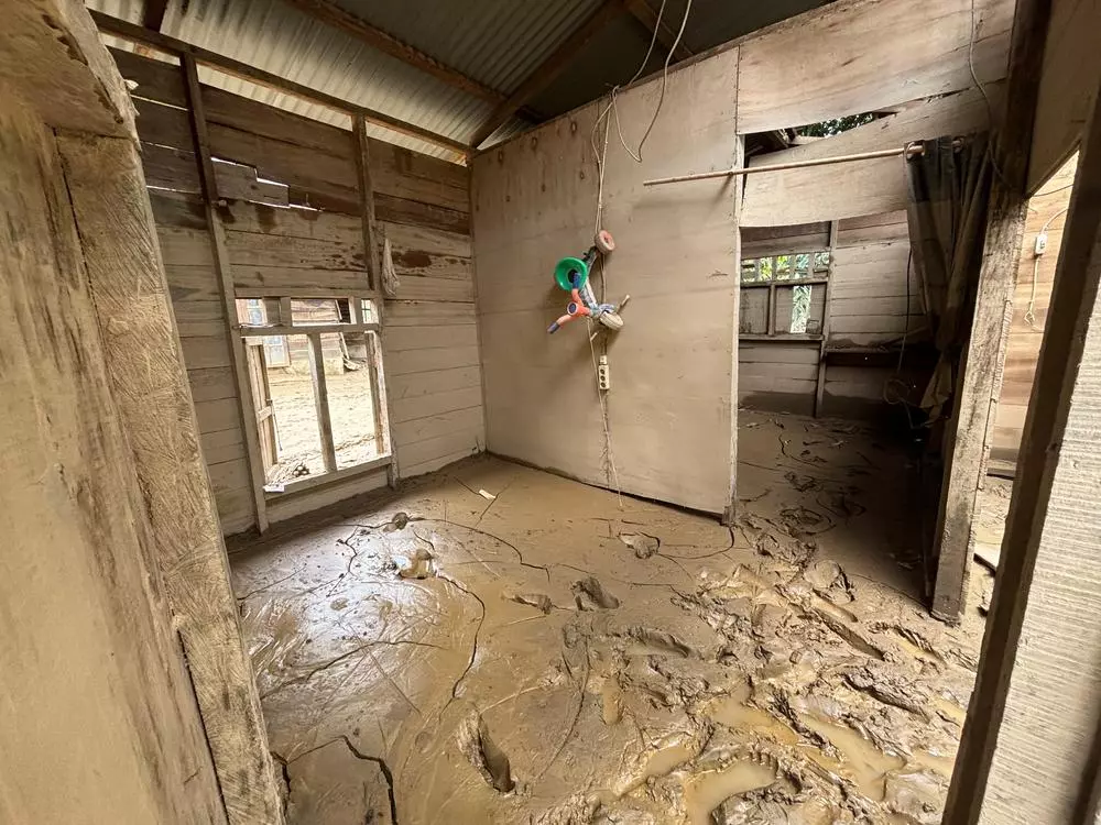 Inside a damaged house in the aftermath of the devastating floods in Aceh. 