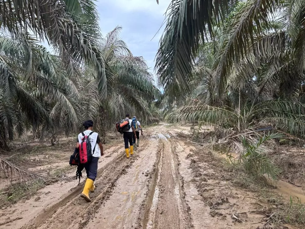 MSF team travelled on foot to hard-to-reach areas during an assessment in Aceh Tamiang