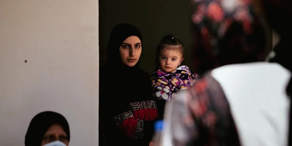 A woman and child
