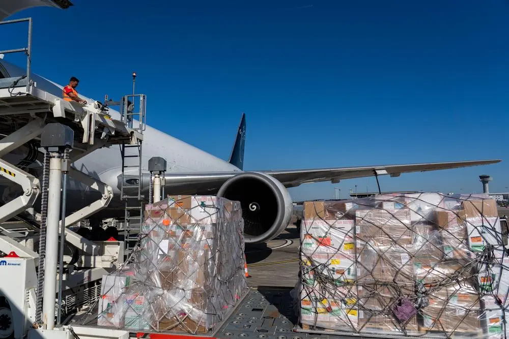 Cargo of medical equipment and medicines ready to be flown to the DRC.