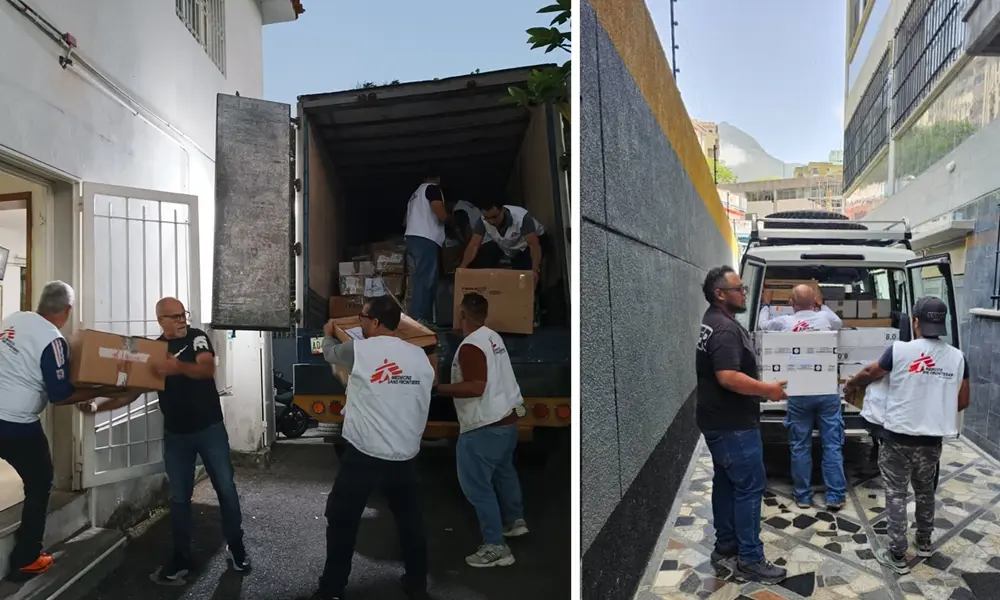 MSF team loading supplies